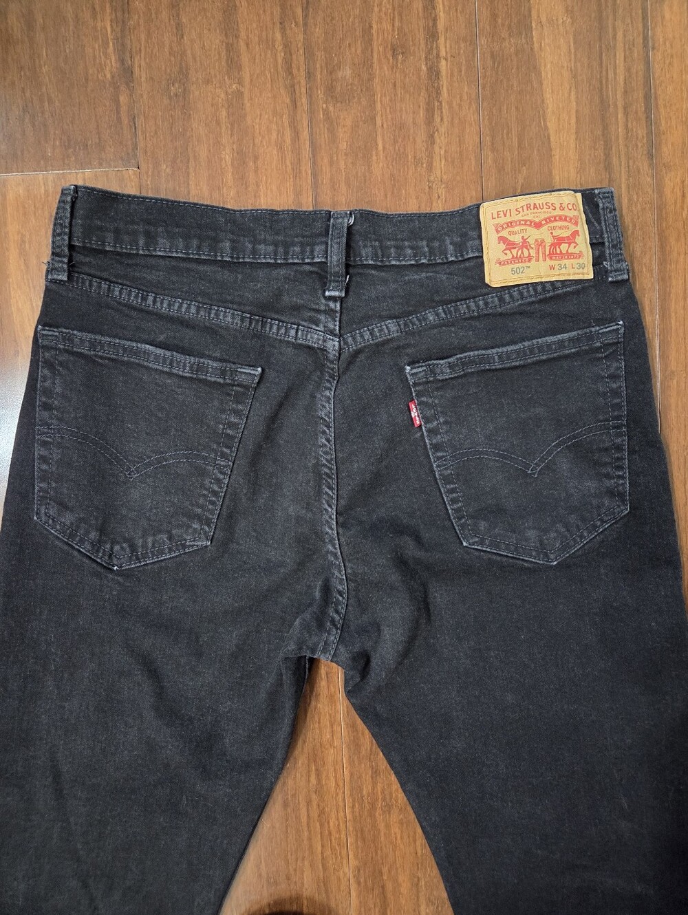 MEN'S LEVI'S 502 BLACK JEANS TAPER FLEX 34X30 - Picture 6 of 13